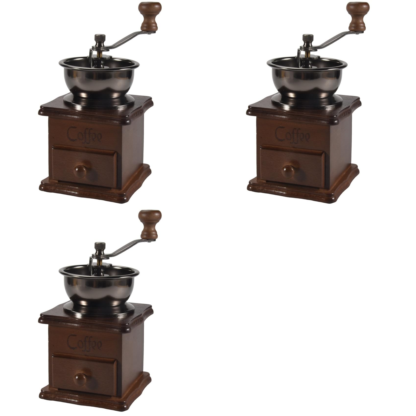 Hndhbfgrt 3X Manual Coffee Grinder Wood/Metal Hand Mill Spice Mill (Wood Color)