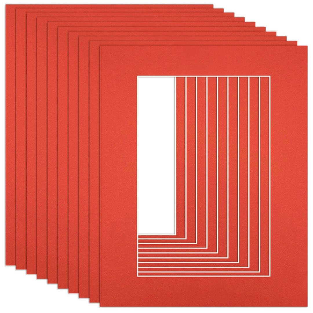 Procut Global 20x16" Poppy Red Picture Mounts to Fit 15x10" Aperture - Precision Cut Cardboard Photo Mount - Ideal for Frames, Prints, Artwork & Certificates - Sizes & Colours Available - 10 Pack — image 1