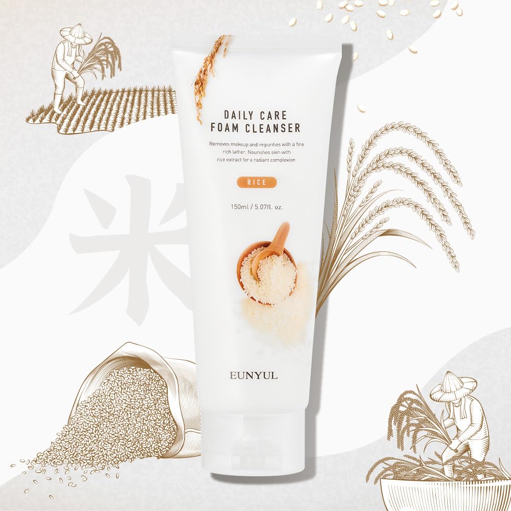 EUNYUL Daily Care Rice Foam Cleanser 150ml Korean Skincare Cosmetics Face Wash with Rice water Face Cleanser - Image 2