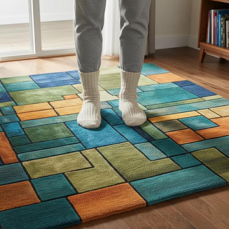 Image of zia carpets Hand Tufted Woollen Modern Collection Bedroom & Living Room Carpet Size 12 X 15 Feet