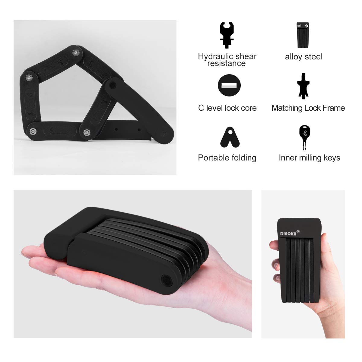 Lucchetto Pieghevole Per Bici - Antifurto Portatile Con Catena In Acciaio | Compatto E Resistente - Foto 11