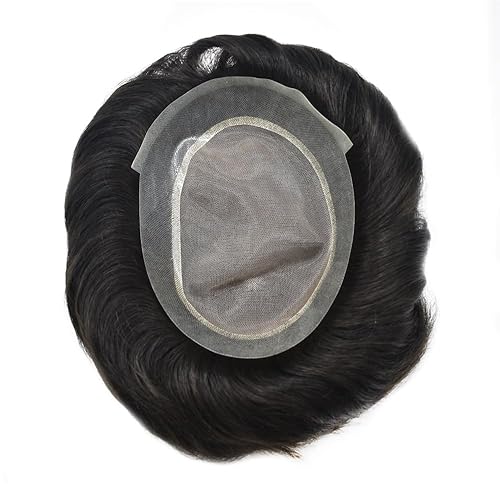 Miniatura 6 de RESHE Sistema de cabello humano tipo tupé para hombre, sistema de piezas de cabello natural, línea capilar negra, pieza de pelo para hombre,