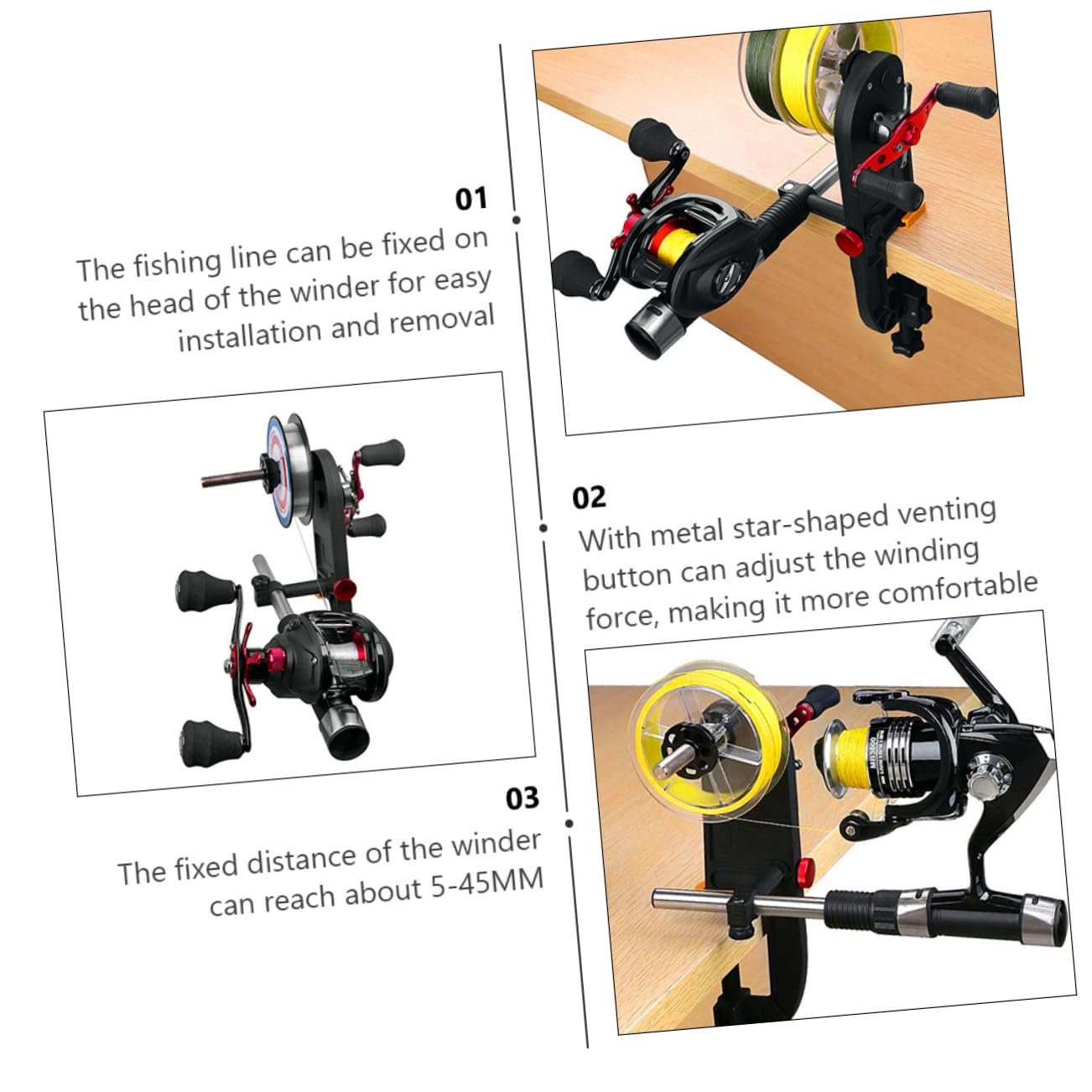 DECOMELODY Portable Fishing Line Winder Reel Spooling System Adjustable Fishing Tool for Installation Compatible with Various Reel for Fishing Enthusiasts