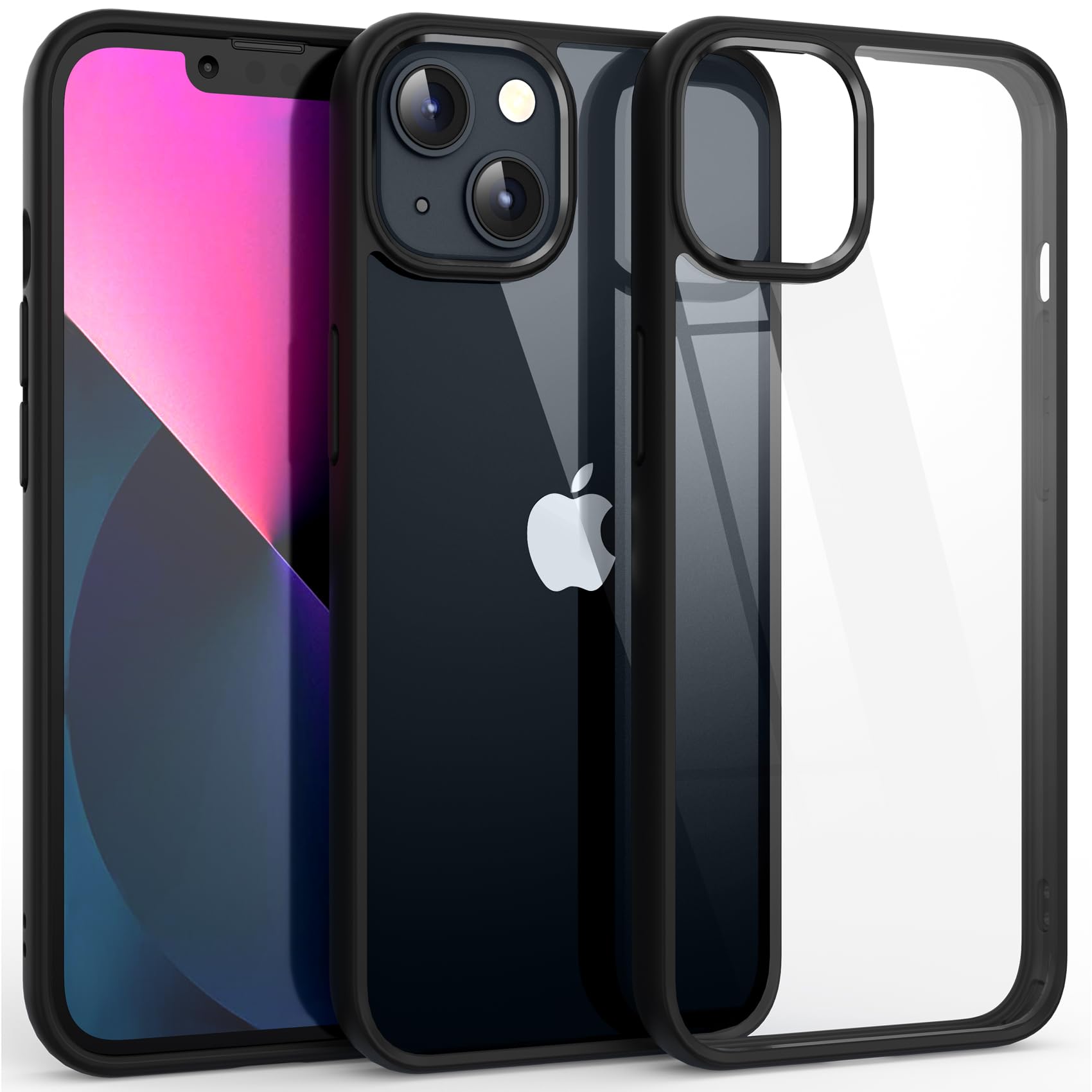 (similar)Supdeal Shockproof Clear Case for iPhone 13, [Not Yellowing] [10FT Military Drop Protection] Hard Clear Back Four Corner Airbags Drop Protection Phone Cover, 6.1 inch, Black