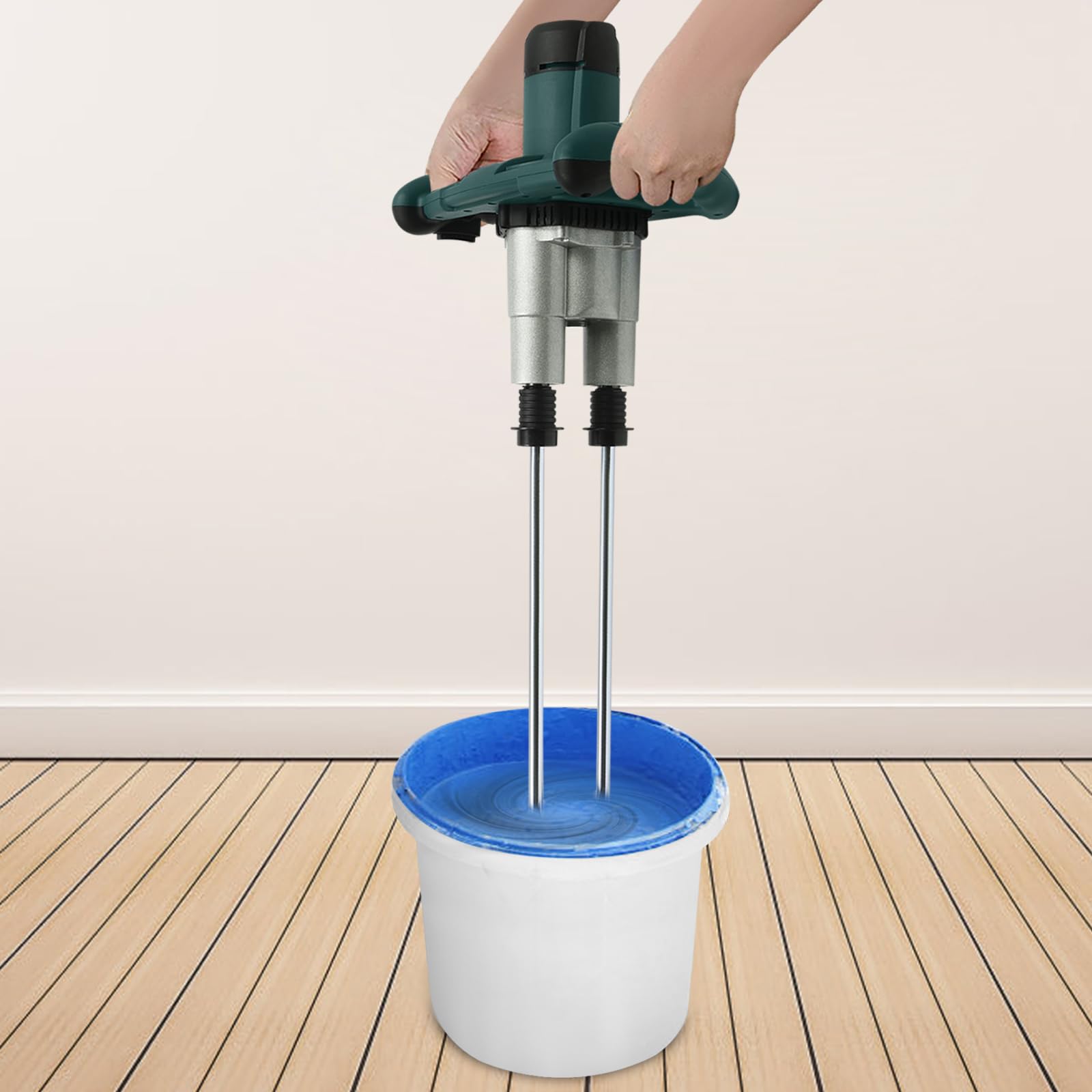 Cement Mixer, 2800W Handheld Electric Mortar Stirrer Tool, Portable Slurry Mixing Machine with 6 Speeds Optional, 2 Gear Concrete Stirrer for Chemical, Pharmaceutical, Feed, Construction (Green)