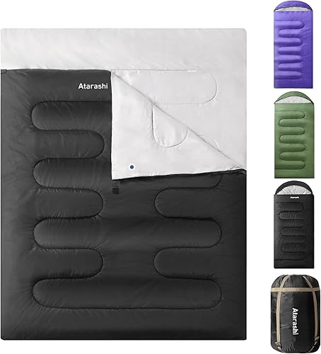 Miniatura 1 de Atarashi Saco de dormir de camping - 4 estaciones para adultos, ligero, cálido, extra grande con saco de compresión, ideal para senderismo,