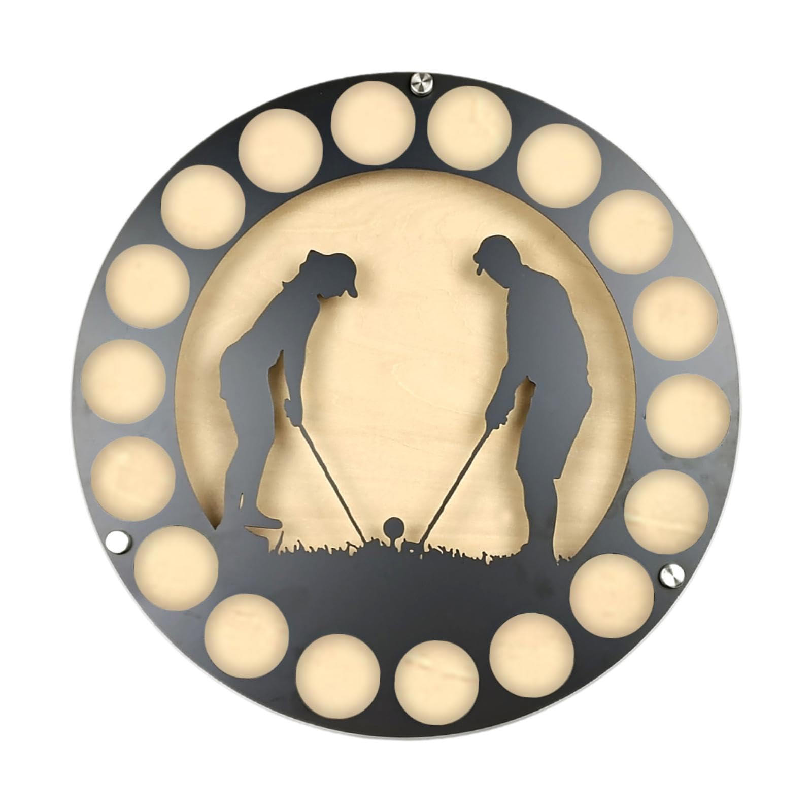 perfk Présentoir de Balle de Golf, étui de Collection de Balles pour 18 Balles de Golf, Balle de Golf En Bois Support de Rangement Mural Suspendu Rond, Style D