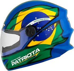 CAPACETE FECHADO PRO TORK R8 PATRIOTA BRILHANTE AZUL - VERDE TAM. 62
