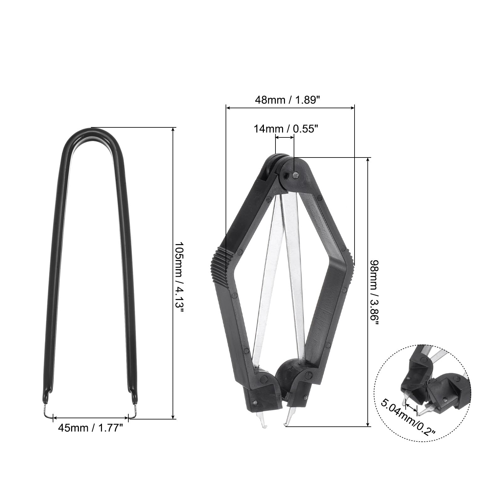 QUARKZMAN Estrattore di Chip Ic 100 Mm in Acciaio Inossidabile con Estrattore per Interruttore Chip Ic a Forma di U Nero per Scheda Madre Componente, 2pz