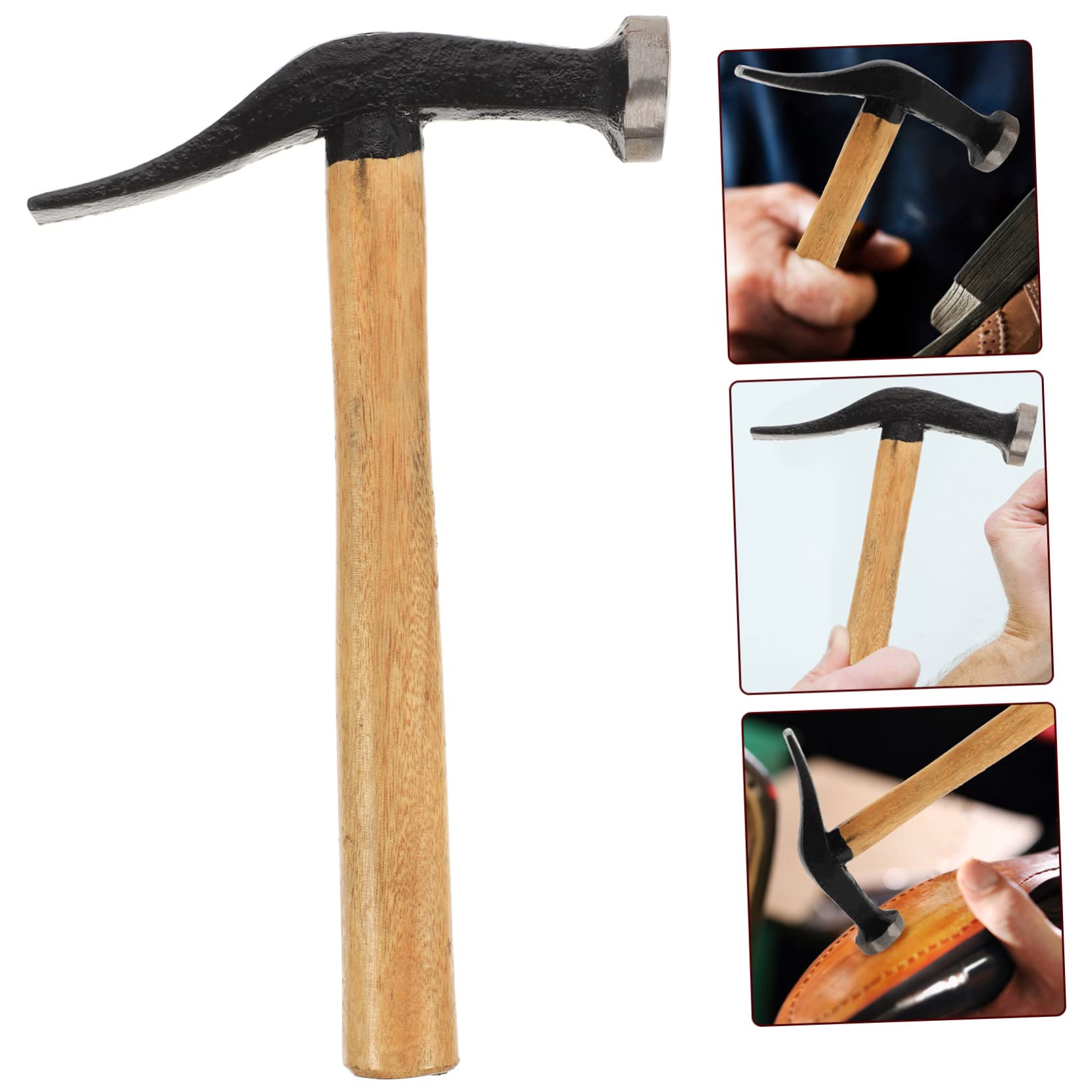 Mikikit Professional Hammer Small Hammer for Shoes Tack Nail Manual Tool Wooden Handle
