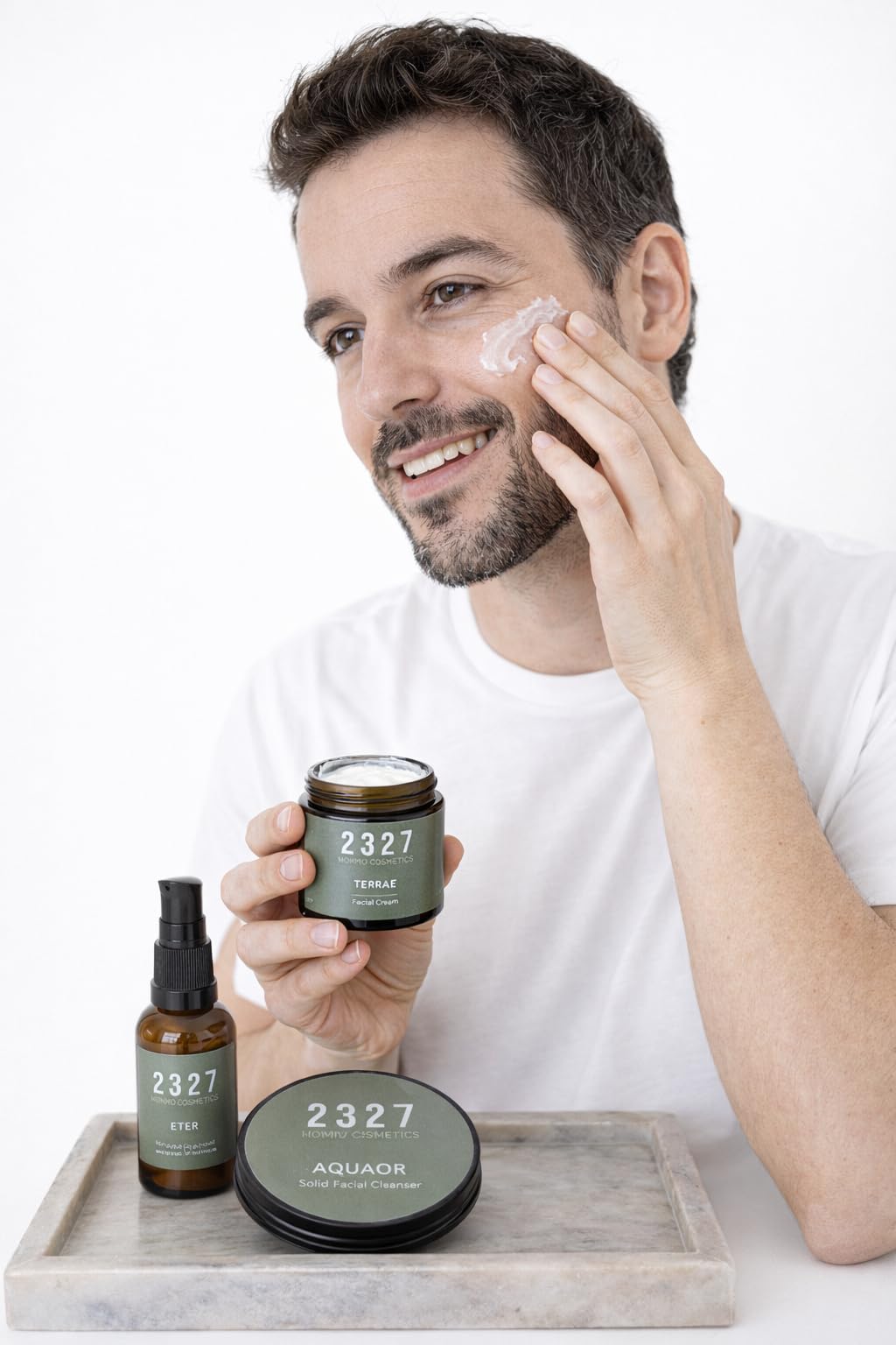 Kit Cuidado Facial Hombre | Rutina Facial Botánica 3 Pasos | Limpiador Facial + Sérum y Crema con Ácido Hialurónico | Hidratación Profunda y Sin Brillos | ELEMENTVM | 2327
