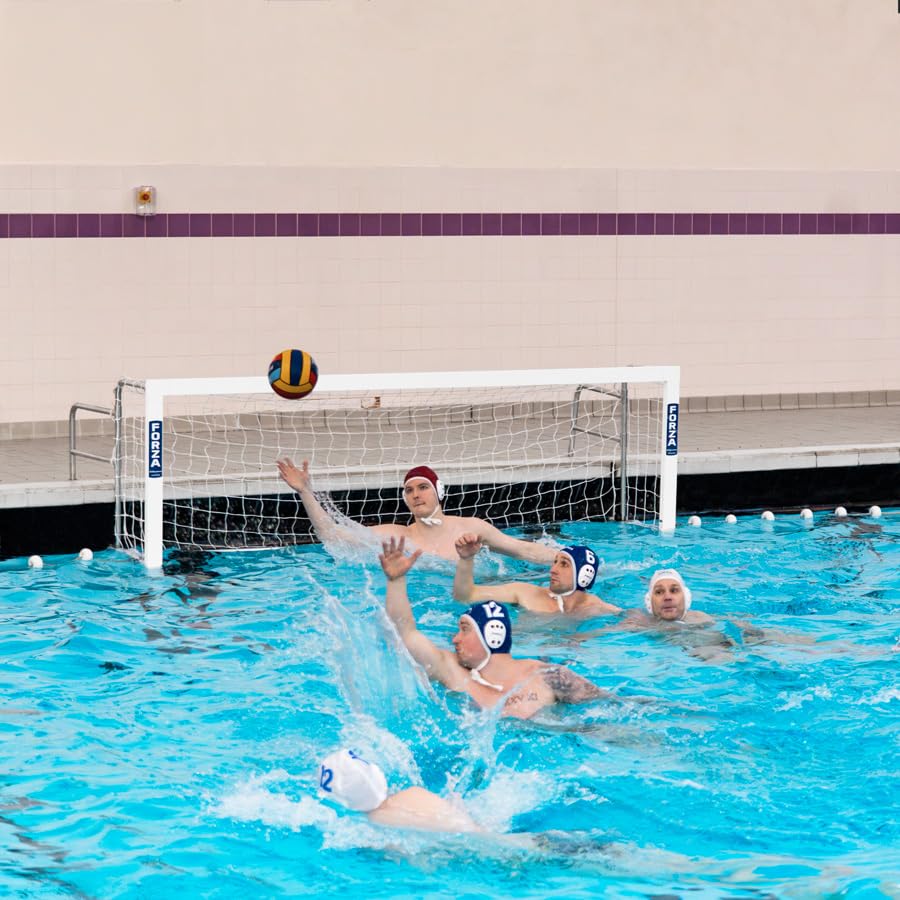FORZA Portería de Waterpolo Montada | Marco de Aluminio Plegable de 3 m x 0,9 m con Componentes de Acero Inoxidable y Red de HDPE – Ideal para Entrenamiento y Competición