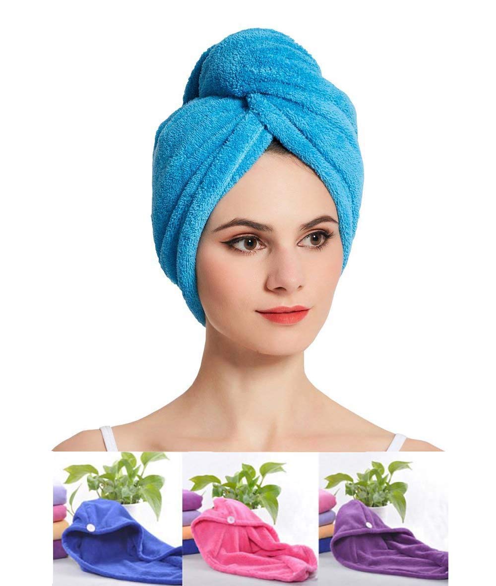 selinta Hair Towel Wrap Absorbent Towel Hair-Drying Quick Dry Shower Caps Bathrobe Magic Hair Warp Towel Super Quick-Drying Microfiber Bath Towel Hair Dry Cap Salon Towel (Multicolor) (pack of 1)