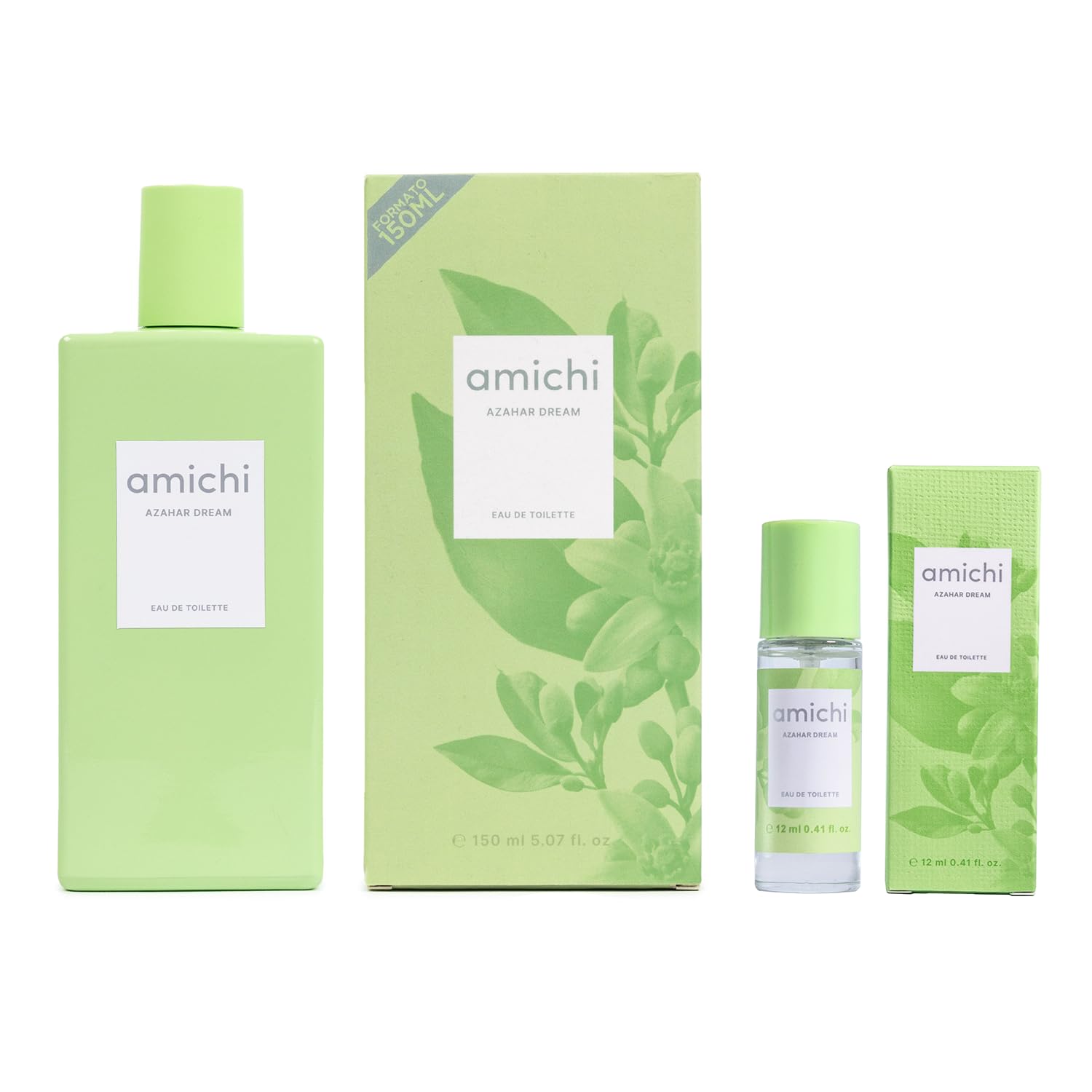 AMICHI - Azahar Dream, Colonia Mujer, Promoción 150 ml + 12 ml, Pack 2 Productos, Perfume Formato Spray, Eau de Toilette Femenina, Agua Fresca, Fragancia Cítrica, Aroma Exótico y de Larga Duración