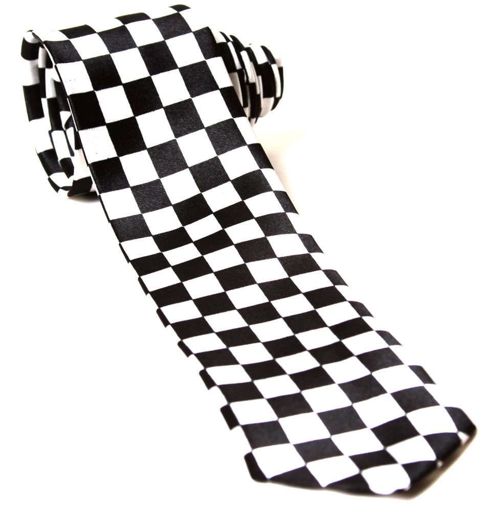 Mytoptrendz Men's Black And White Mytoptrendz® Check Patterned Skinny Tie