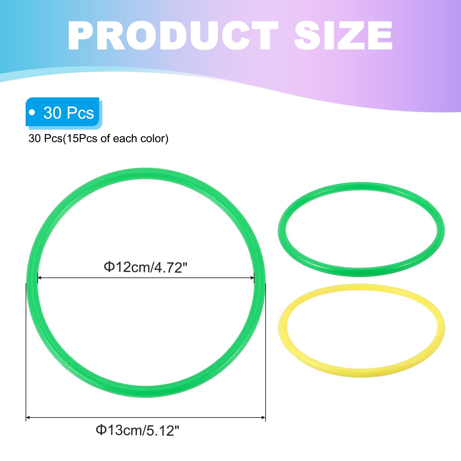 PATIKIL 5" Plastic Ring-Toss Rings for Bottles 30 Pack Carnival Rings Plastic Hoops for Speed and Agility Practice Outdoor Party Favor - Image 2