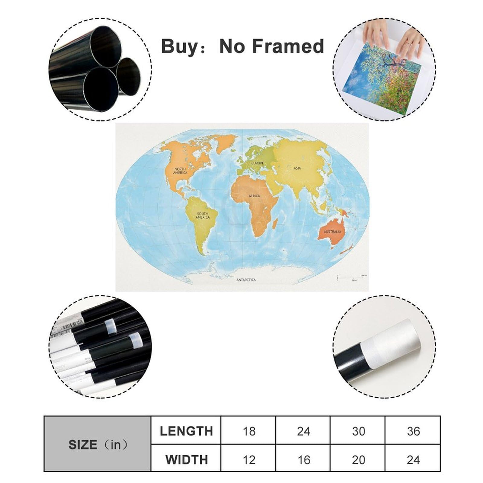 Condition photo showing New/Like New for continents poster 24x16inch(60x40cm)