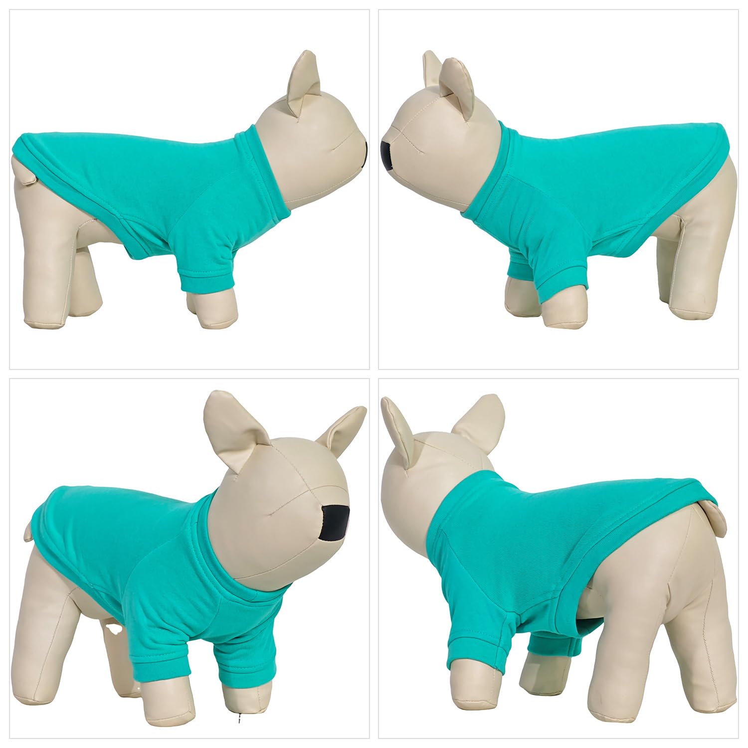 Lovelonglong Dog Pullover Sweatshirt Autumn Winter Cold Weather Dog T-Shirts for Small Medium Large Size Dogs Chihuahua Clothes Turquoise XS - Image 3