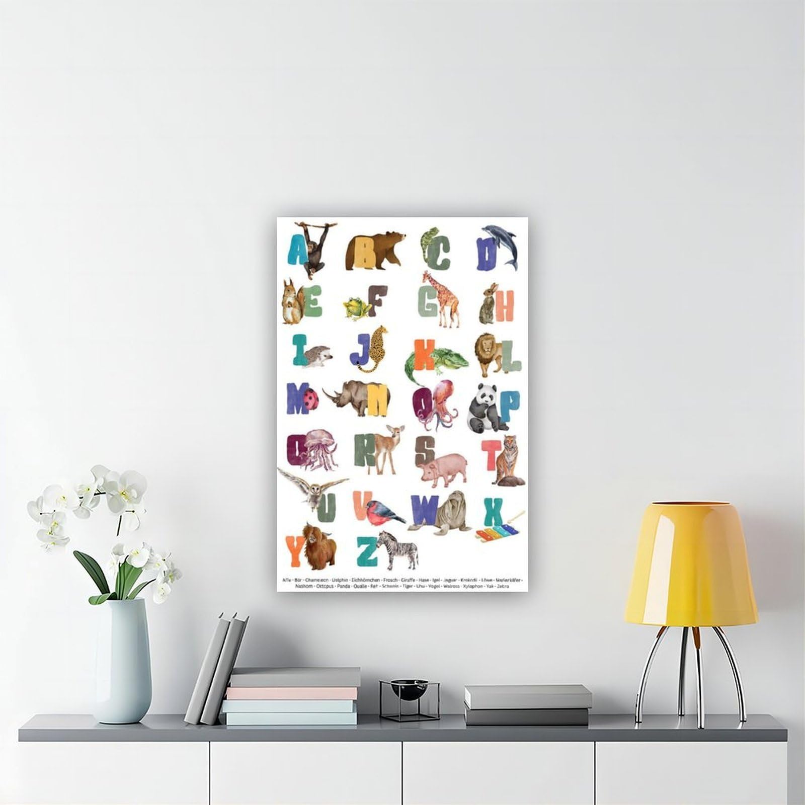 Poster éducatif sur toile avec alphabet - Décoration de chambre à coucher, bureau, chambre, cadeau 30,5 x 45,7 cm (L x l)