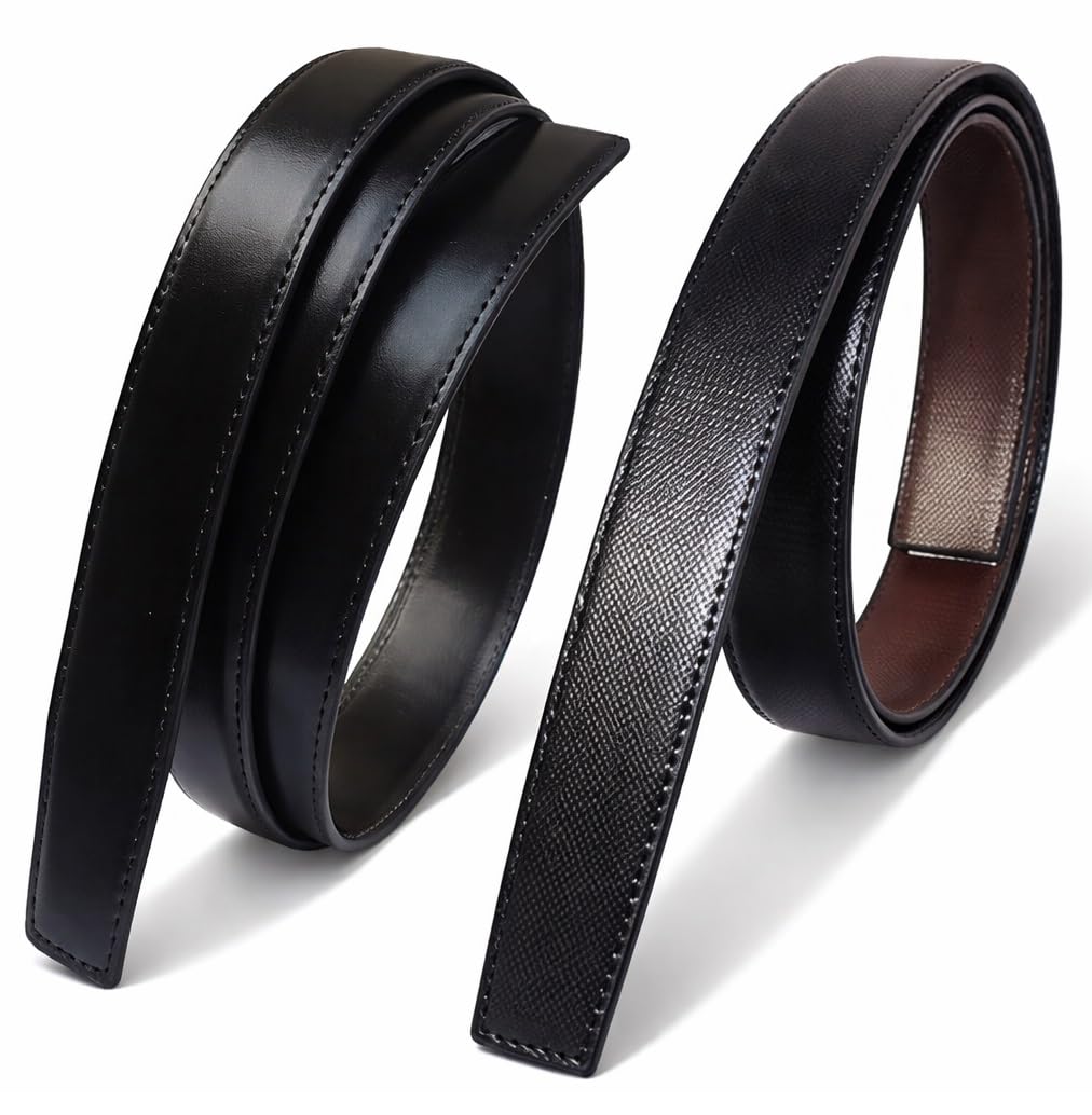 mens stylish pu leather black&brown combo pack of 2 belt patta (without buckle)-image-32