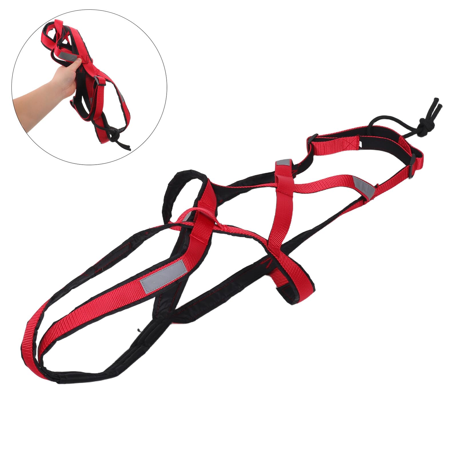 Abaodam Harnais de Traction pour Grand Chien XXL Imperméable en Nylon Rouge avec Bandes Réfléchissantes, Harnais D’Exercice Réglable pour Course, Canicross et Promenades en Extérieur