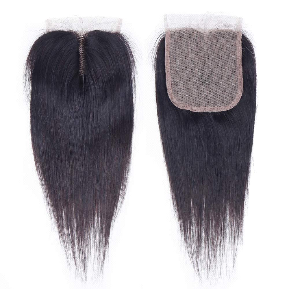 Straight Human Hair Bundles with Closure(10 10 10 10+10) Straight 4 Bundles and Closure 50g/bundle Unprocessed Straight Brazilian Short Bob Hair Natural Color - Image 4