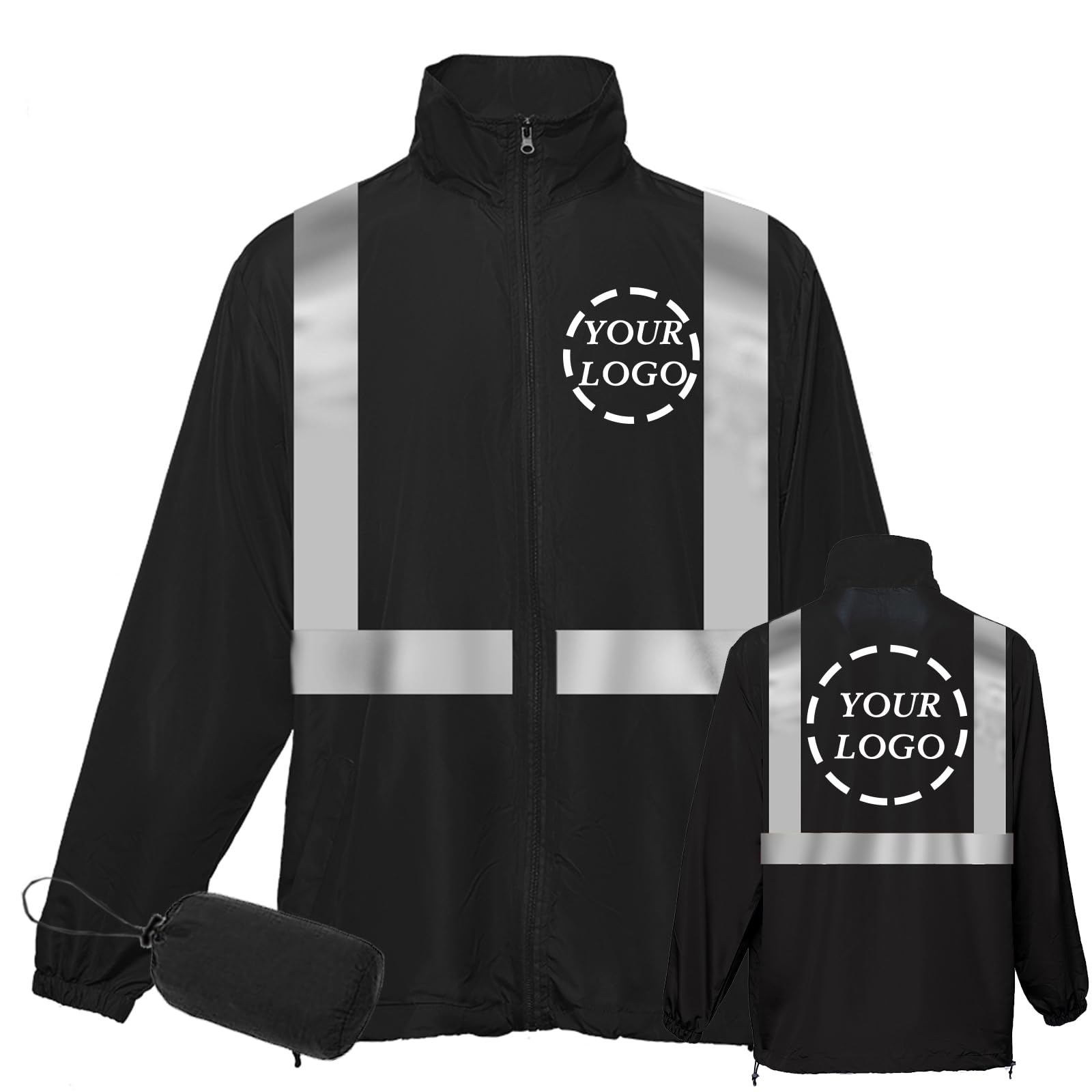 YOWESHOP Hi Vis Reflective Lightweight Thin Windbreaker Jacket Sun Protection Safety Jacket for Construction Worker?Black3 L