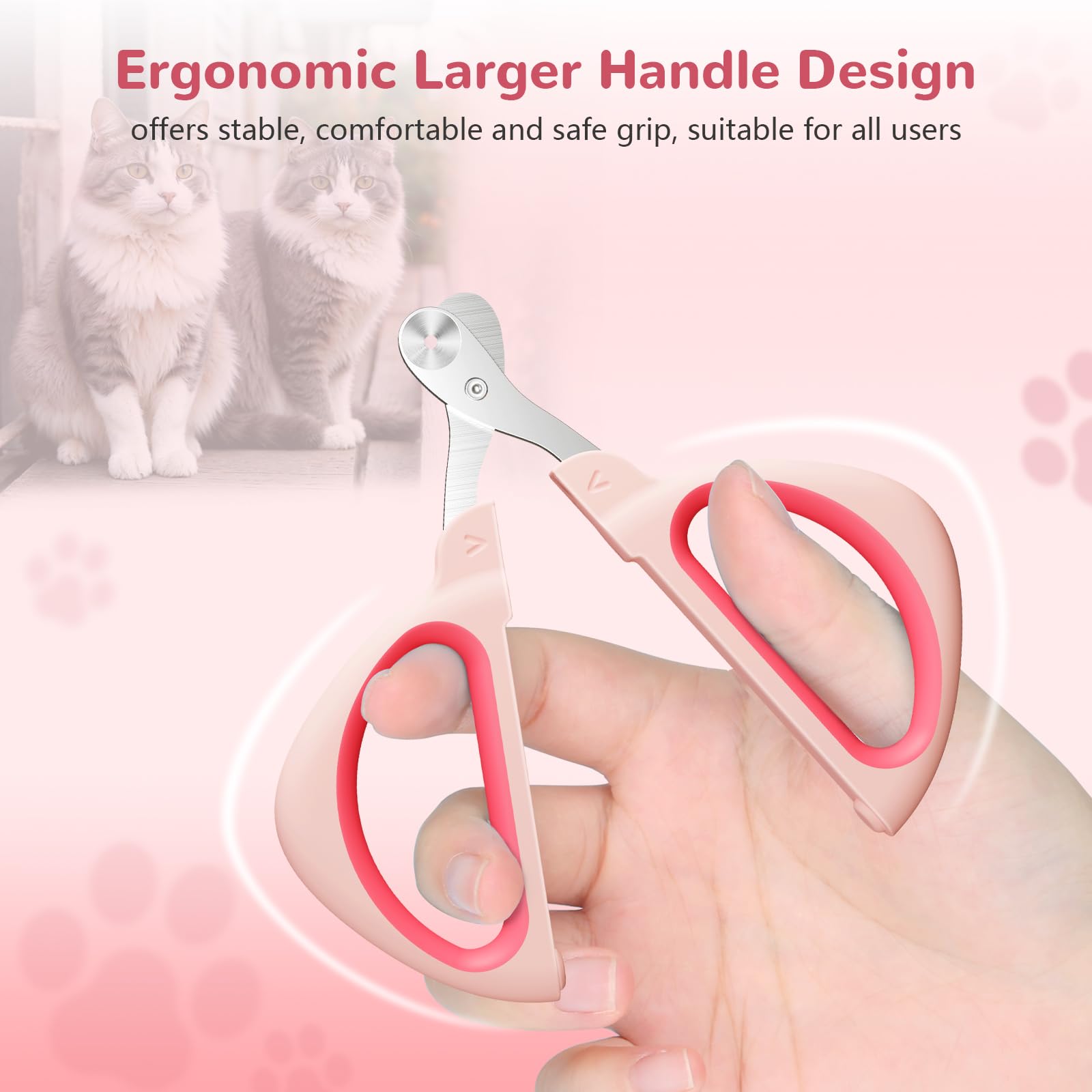 Pink Professional Cat Nail Clippers, Nail Clippers for Cats with Safe Positioning Hole, Cat Nail Clippers with Safety Guard Suitable for Rabbits, Guinea Pigs, Birds, Puppies — view 5