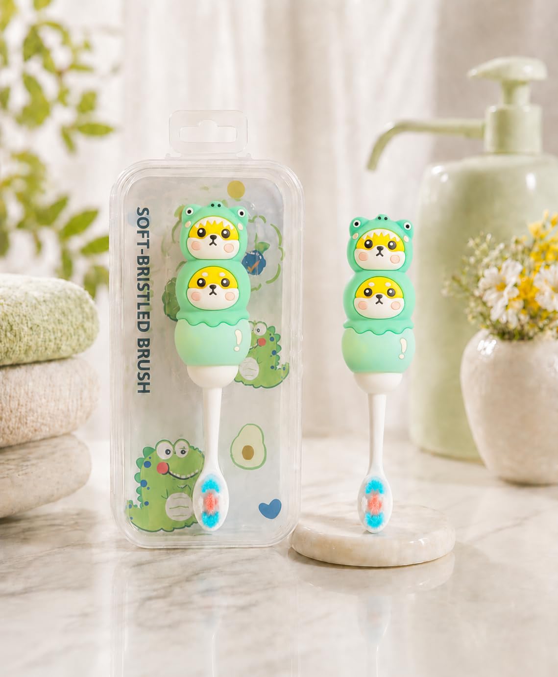 Super Soft Kids Toothbrush with Cute Puppy Character Handle and Storage Case, Ultra Fine Bristles for Toddlers and Babies (PATTERN 805)-image-36