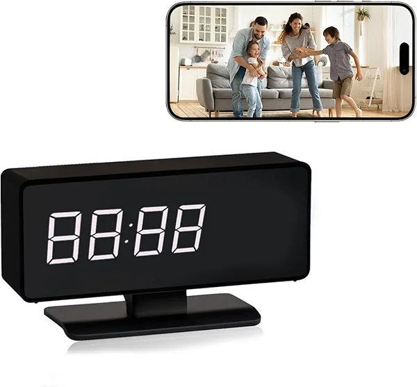 Hidden Clock Camera - Full HD 4k Wireless Camera - WiFi Nanny Cam for Home Indoor Security - WiFi & Bluetooth Connection Full Color Night Vision Motion Detection with App Live Feed