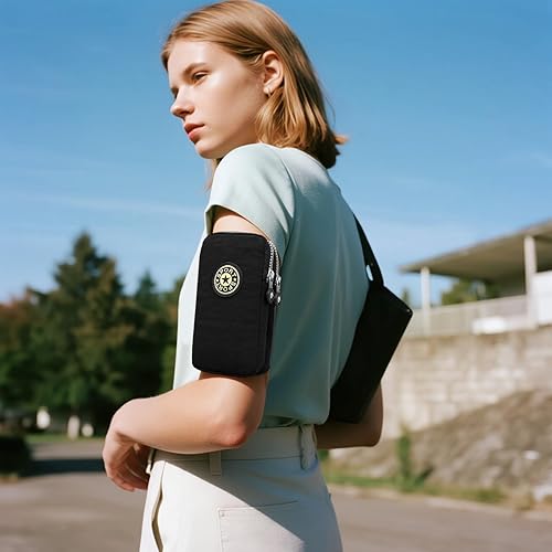 Soporte para brazaletes para teléfono celular, bolsa pequeña cruzada con cremallera para teléfono celular, con banda para el brazo, uso para correr,