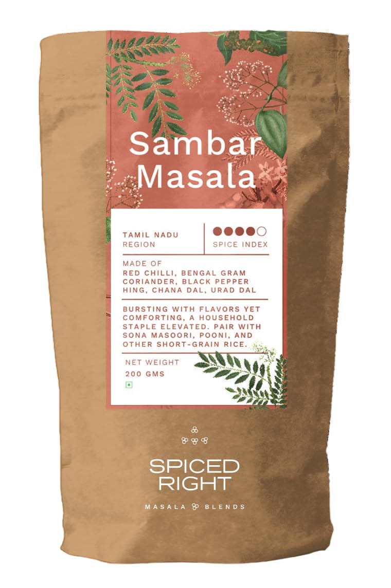 Spiced Right Sambar Masala 200g - Authentic South Indian Sambhar Masala Powder, Bursting with Flavor, Elevate Your Meals. (B0CYQ9L9GJ) Amazon Price History, Amazon Price Tracker