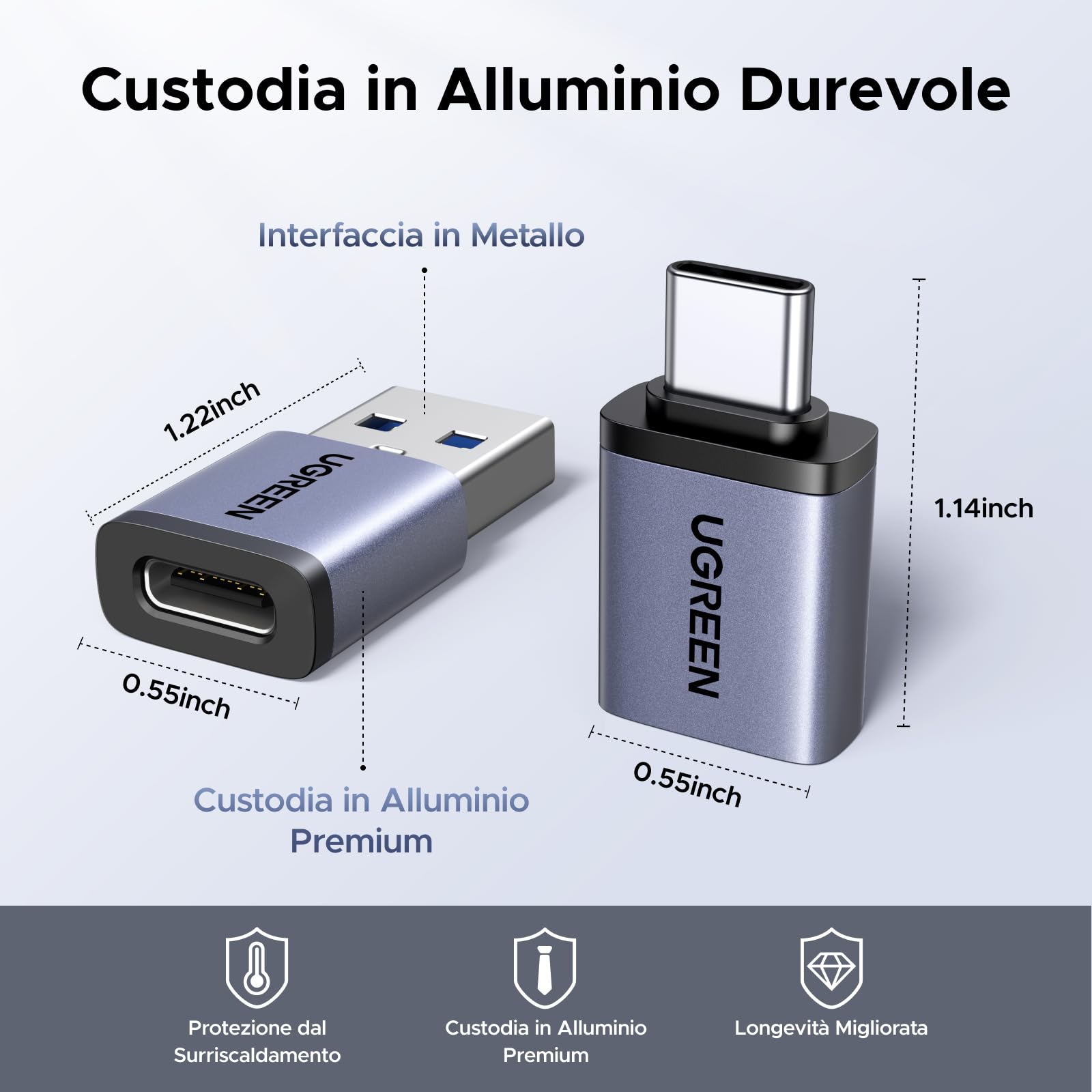 UGREEN Adattatore USB C a USB A OTG 10Gbps 4 Pezzi