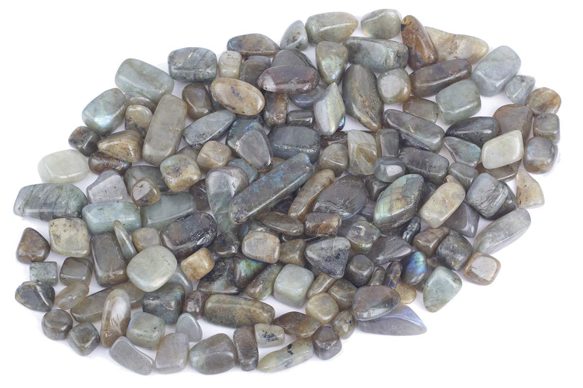 ZenQ 1 lb Labradorite Tumbled Stone Chips Crushed Natural Crystal Quartz Pieces