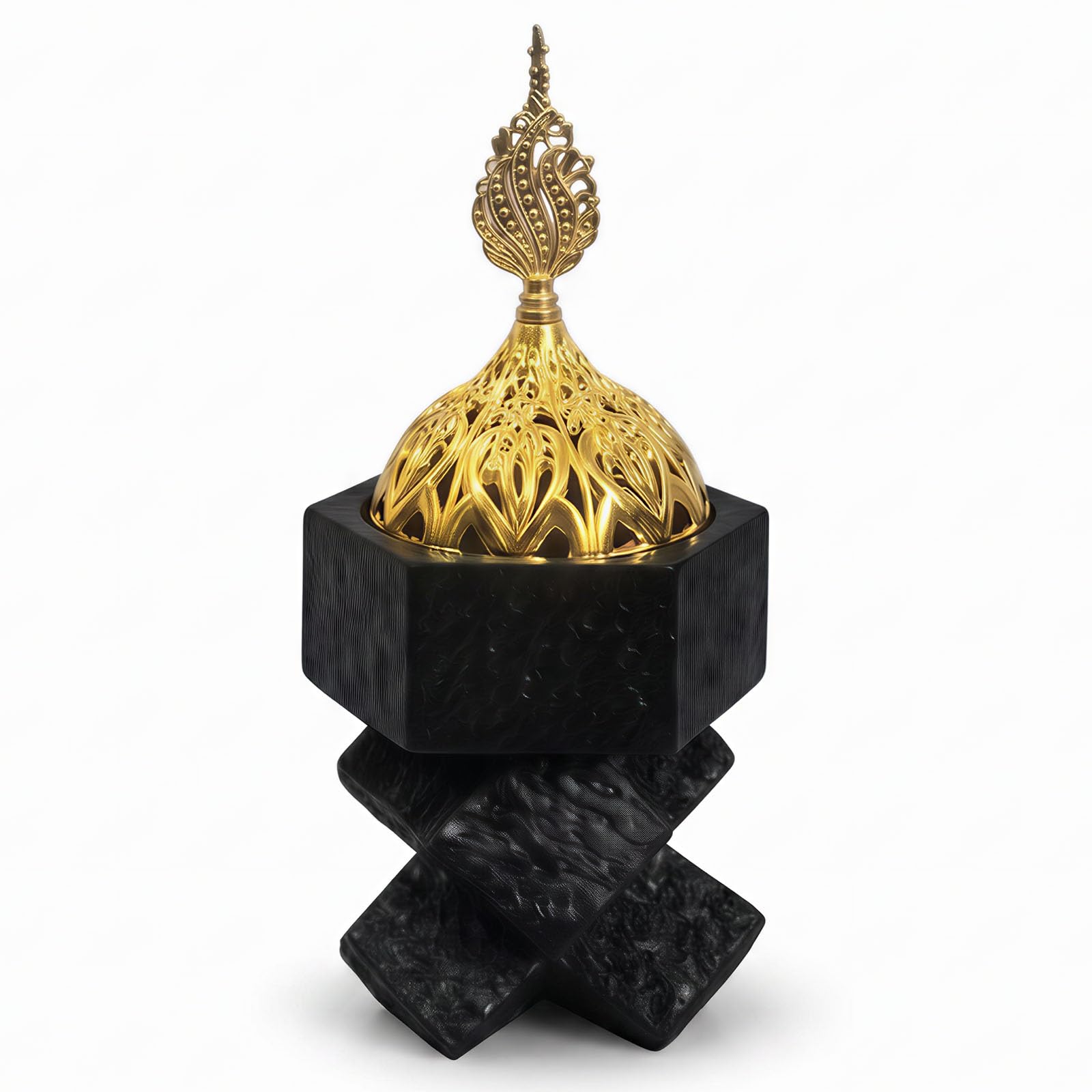 Oriental Cross Knot Incense Burner Resin Feng Shui Aroma Holder Zen(White)