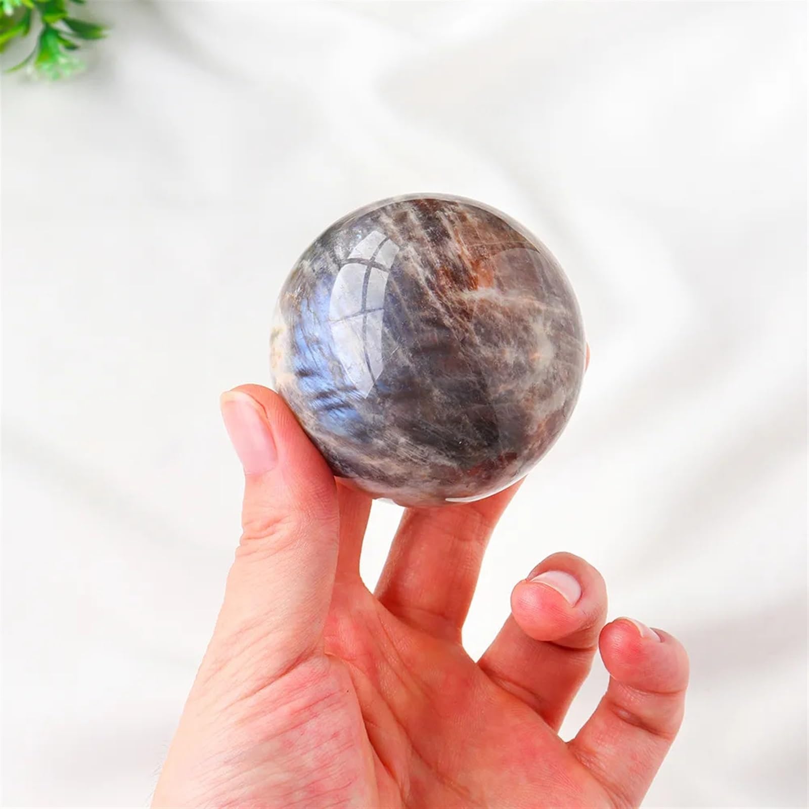 AUOQKQUT Blue Moonstone Crystal Sphere Ornament Ball Polished Stone Collection Home Decor (Size : 4-4.5CM)