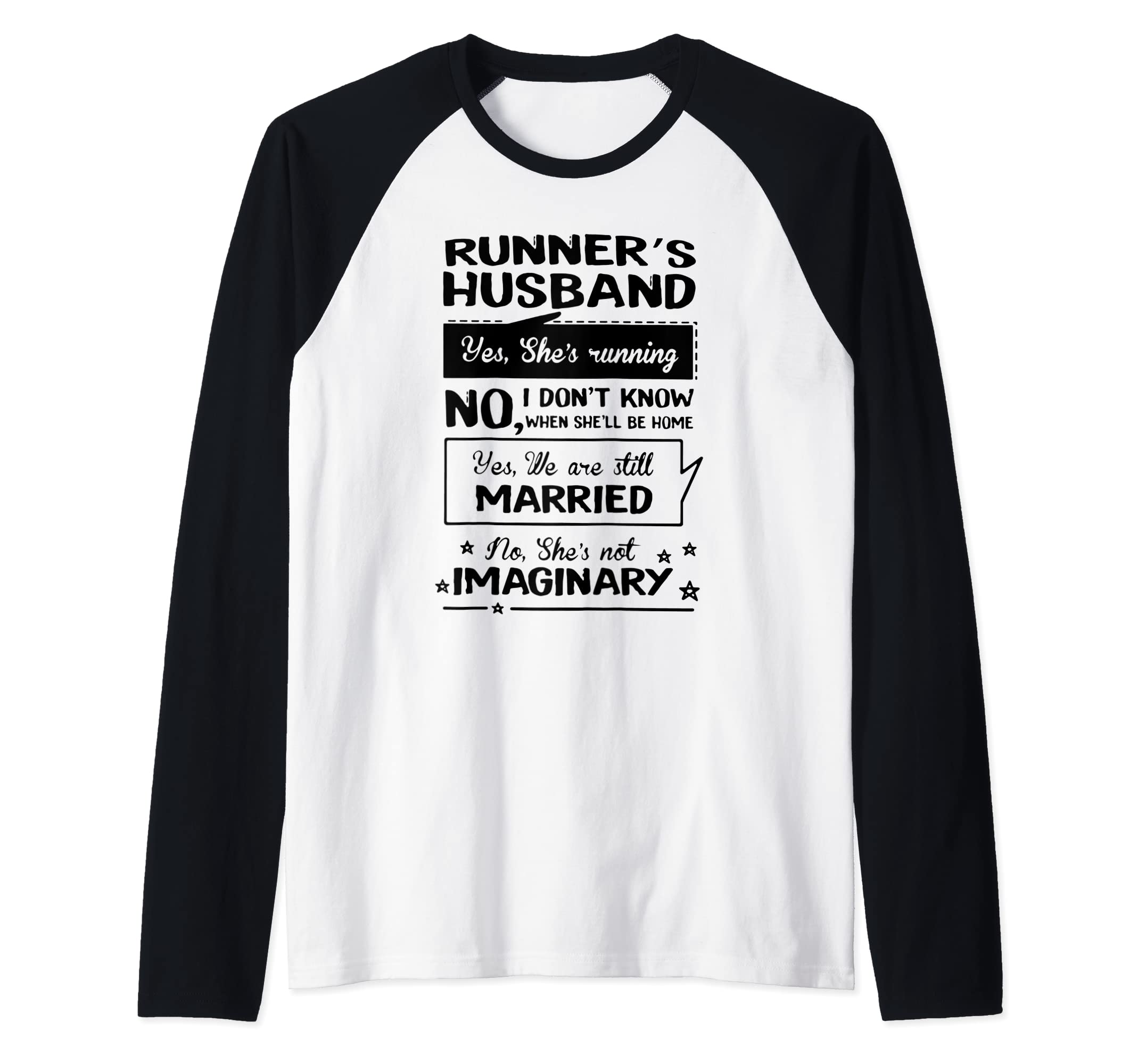 Funny Runner's Husband Yes She's Running Tee ShirtRunner's Husband Yes She's Running Raglan Baseball Tee