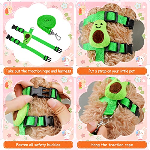 4-Sets-Adjustable-Bunny-Rabbit-Harness-and-Leash-Set-Small-Pet-Cute-Vest-Harness-Leash-with-Decoration-for-Bunny-Ferret-Small-PetsFruit