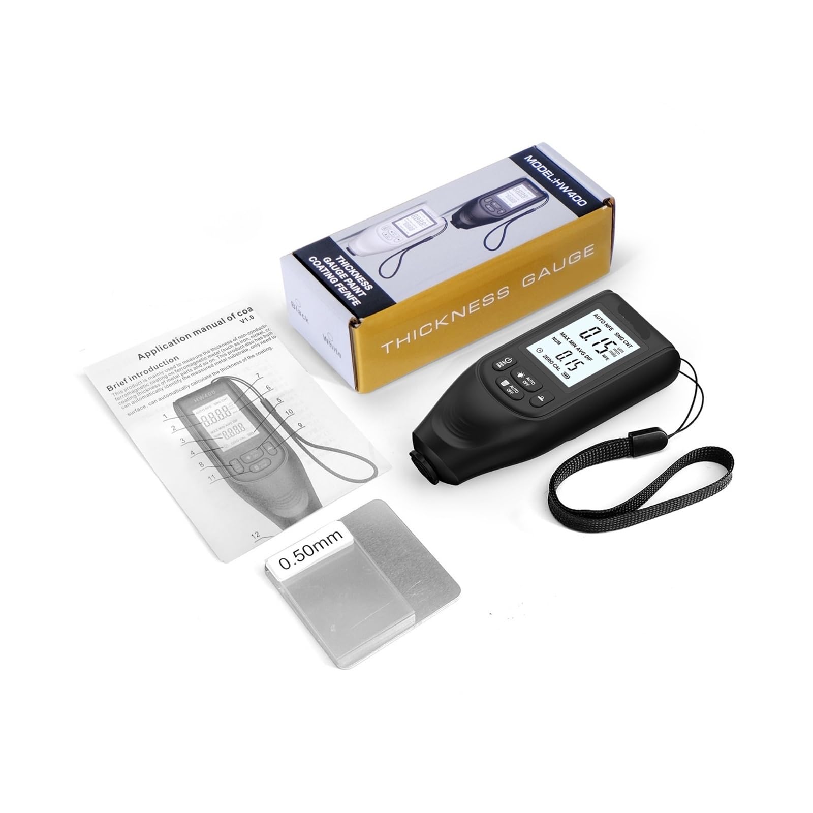 LNHHG Paint Thickness Gauge, Automobile Thickness Gauge High-Precision Car Paint Tester Tool 1um /0-2000 Coating Measurement(Nero)