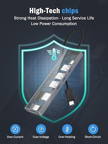 Miniatura 7 de Lemorele Adaptador USB C Hub 7 en 1 con HDMI 4K a 30Hz, carga PD de 100 W, 1 puerto de datos USB3.0 de 5 Gbps, 2 USB 2.0, SDTF, USB C Multipuerto