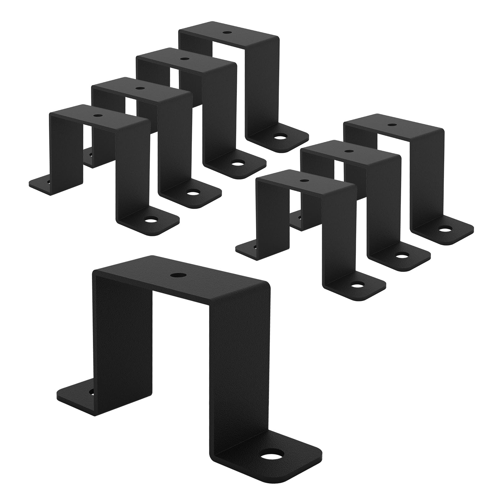 Wpbhk 8Pcs Square Tube Strap Clamp, Black Deck Fence Post Tie Bracket,U-Shaped Pipe Clamp Bracket for 2x2 Square Pipe, Powder Coated Black