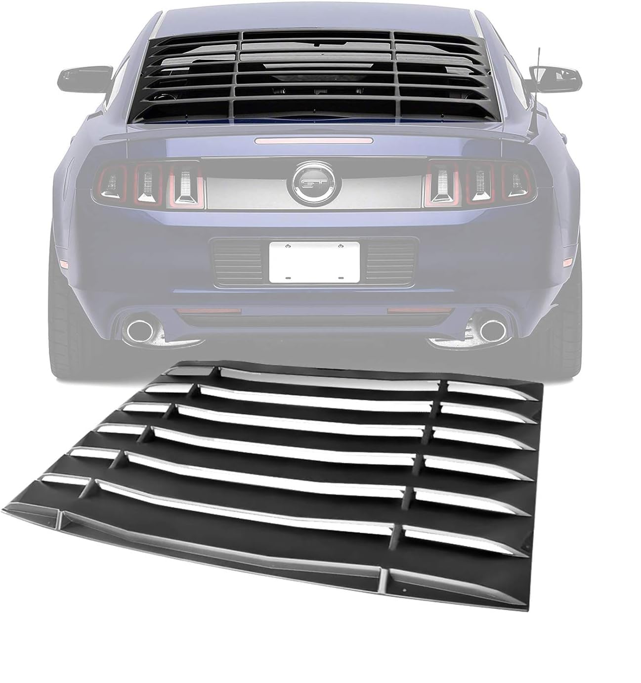High Performance Part Compatible for 05-14 Ford Mustang Rear Window Louver Cover Windshield Rear Sun Shade Cover Unpainted Matted Black