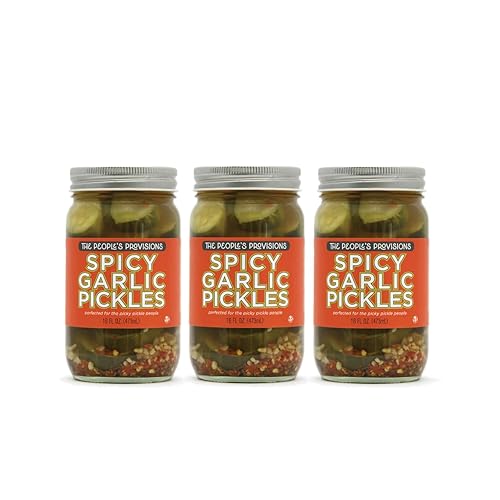 The People's Provisions - Pepinillos picantes de ajo de 16 oz - Chips de pepinillo de ajo picantes crujientes, picantes y de corte grueso (paquete
