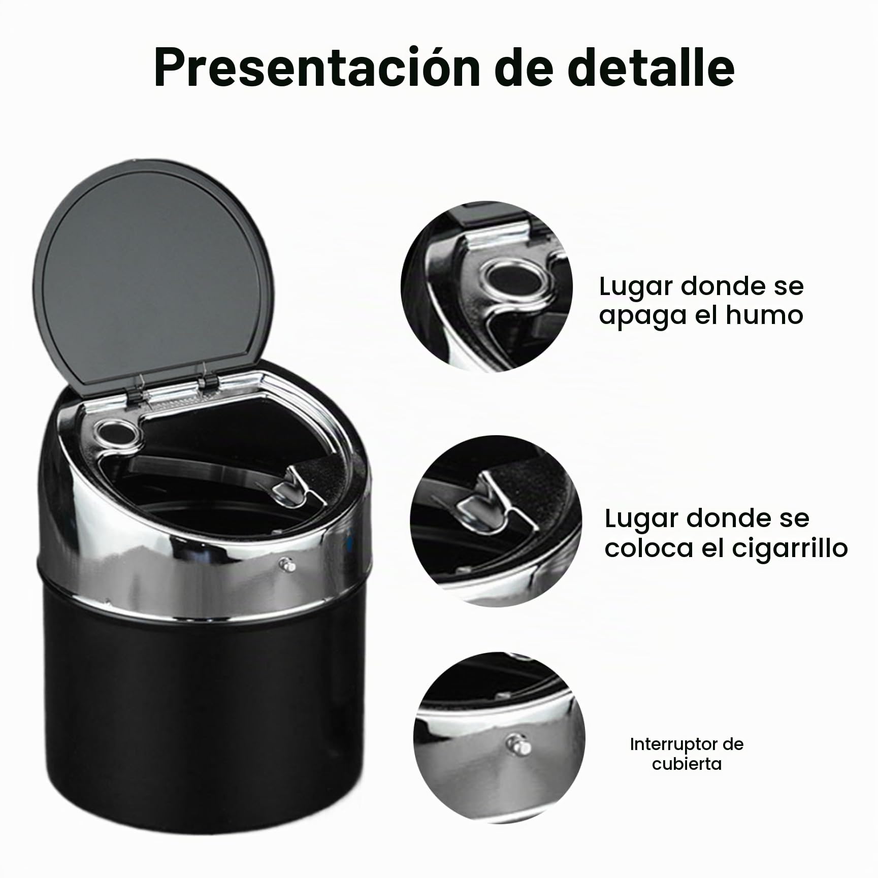 Cenicero con tapa, cenicero sellado con estampado bonito, lavable de 3, 5x4, 7 pulgadas con soporte para humo para el hogar y el coche