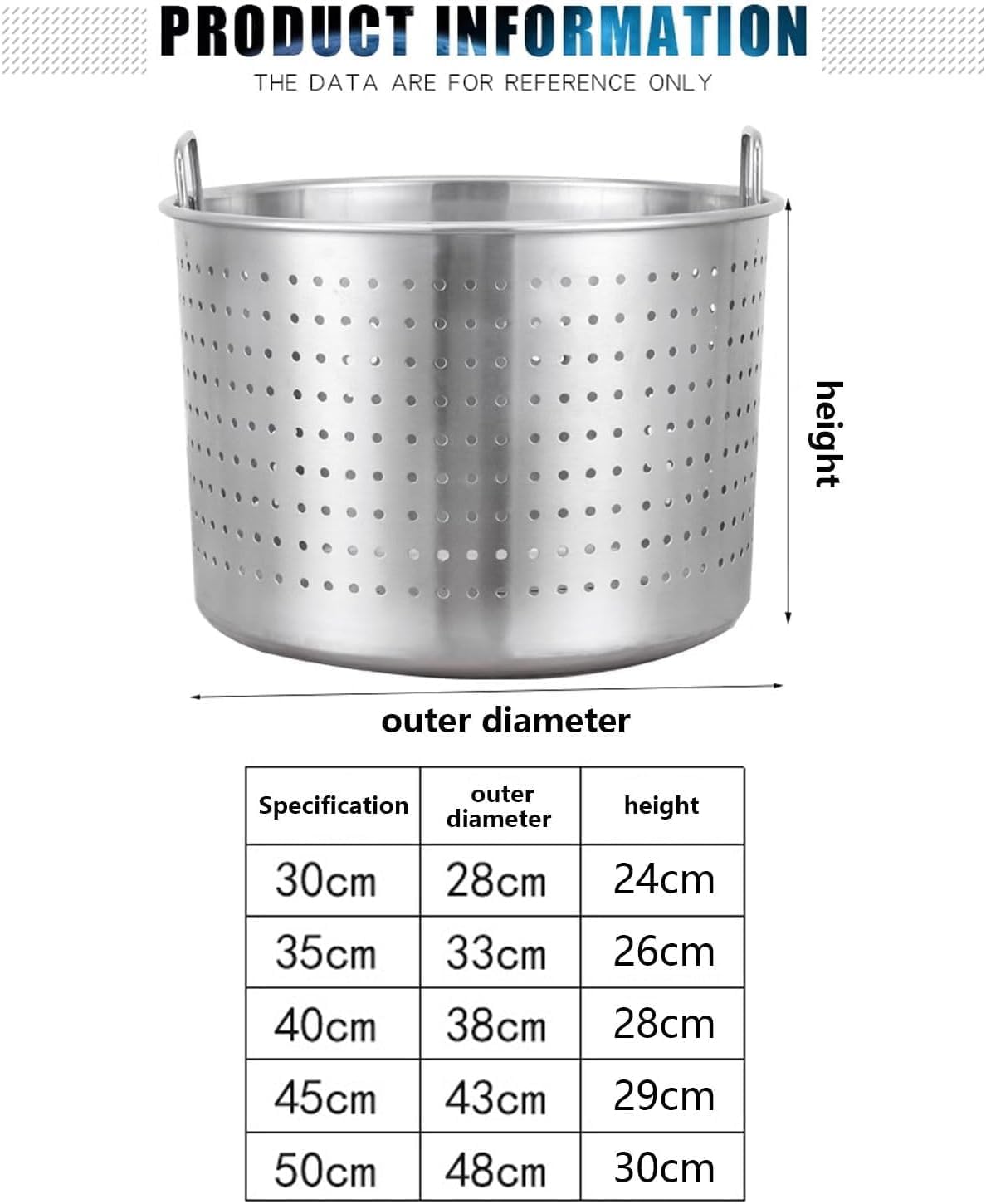 Stainless Steel Cooking Basket Seafood Bucket Strainer Basket Multi Futiol Frying Basket with Hdle for Seafood Pot, 33cm*26cm