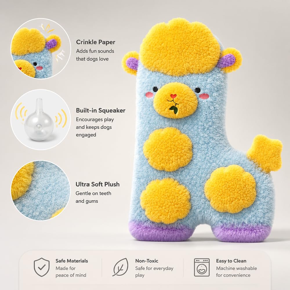 MengYu Jouet couineur en peluche pour chiens de petite et moyenne taille, jouet à mâcher interactif doux avec couineur intégré, joli lama et licorne pour jouer en intérieur, rapporter, entraîner et