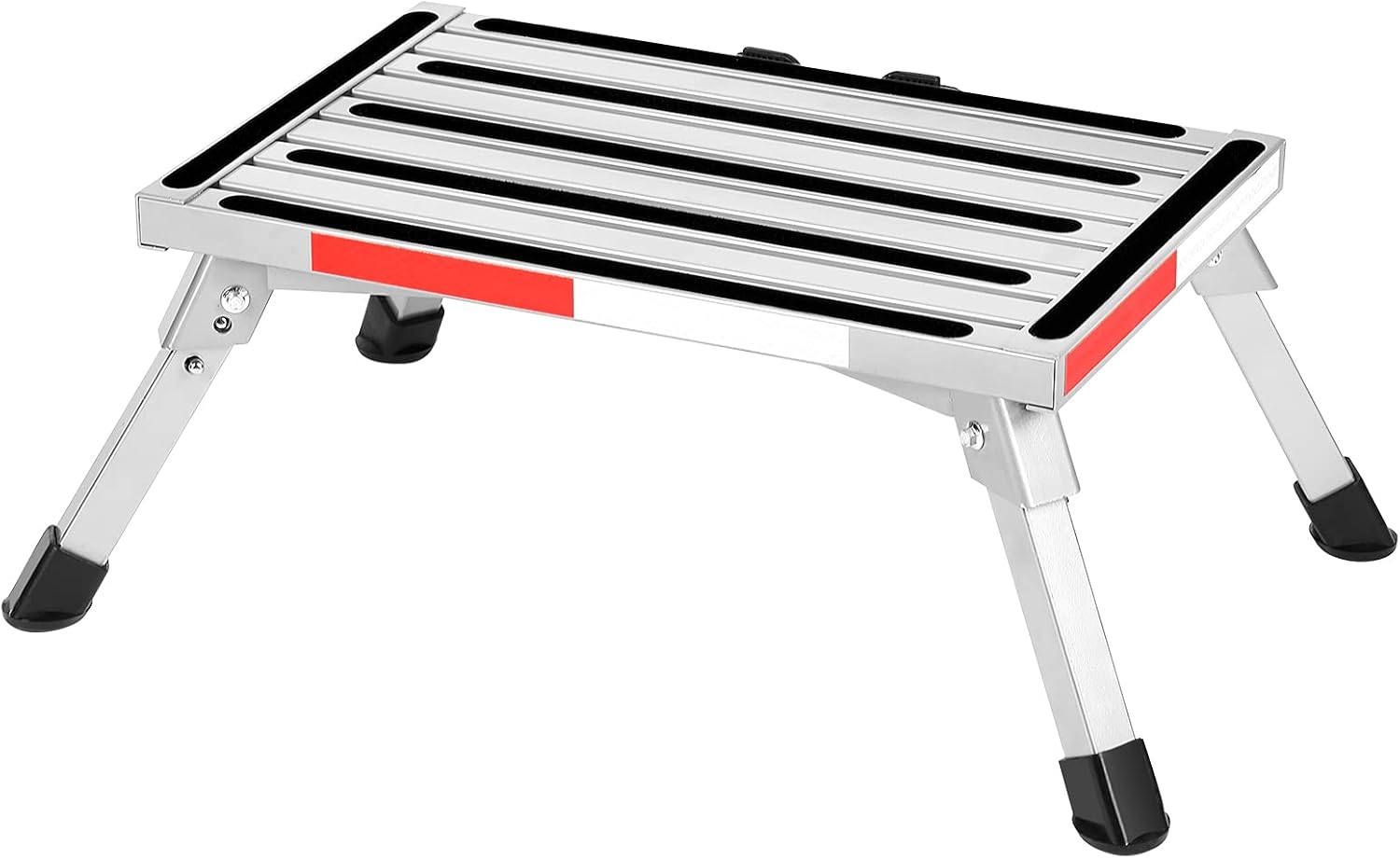 New Folding Aluminum Platform Step Stool RV Ladder AntiSlip Surface, Rubber Feet