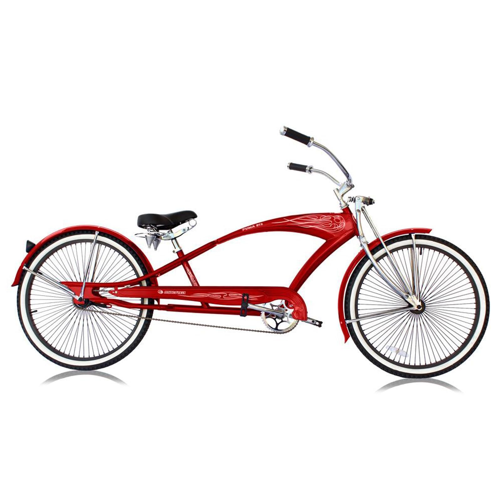 MICARGI26-in Beach Cruiser Bike for Adults Chopper Stretch Bike with Hi Ten Steel Frame Single Speed Coaster Brake Complete Cruiser Bike Multiple Colors
