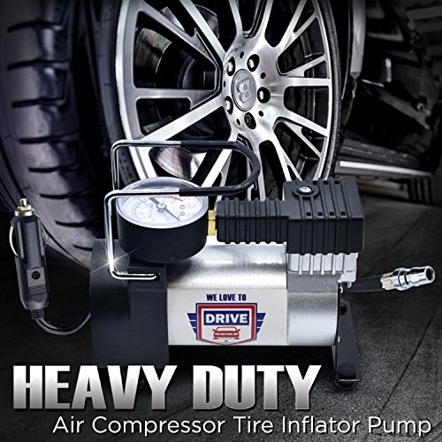 Image of Tire Inflator Portable Air Compressor - 12V DC Air Pump for Car Tires, 150 PSI Electric Air Pump with Tyre Pressure Gauge - Corded Yellow by WE LOVE TO DRIVE