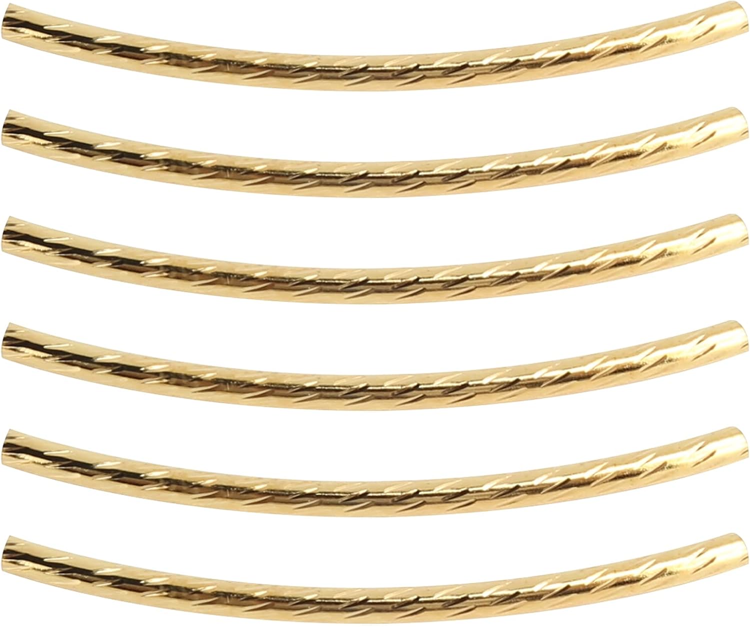200Pcs Golden Plated Long Curved Noodle Tube Spacer Beads Sterling Bar Column for Bracelets Supplies (Gold) - Image 9